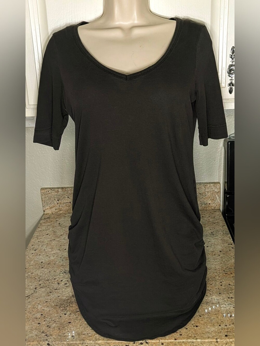 Vintage Victoria's Secret Moda International Black Ruched Tunic Top Medium